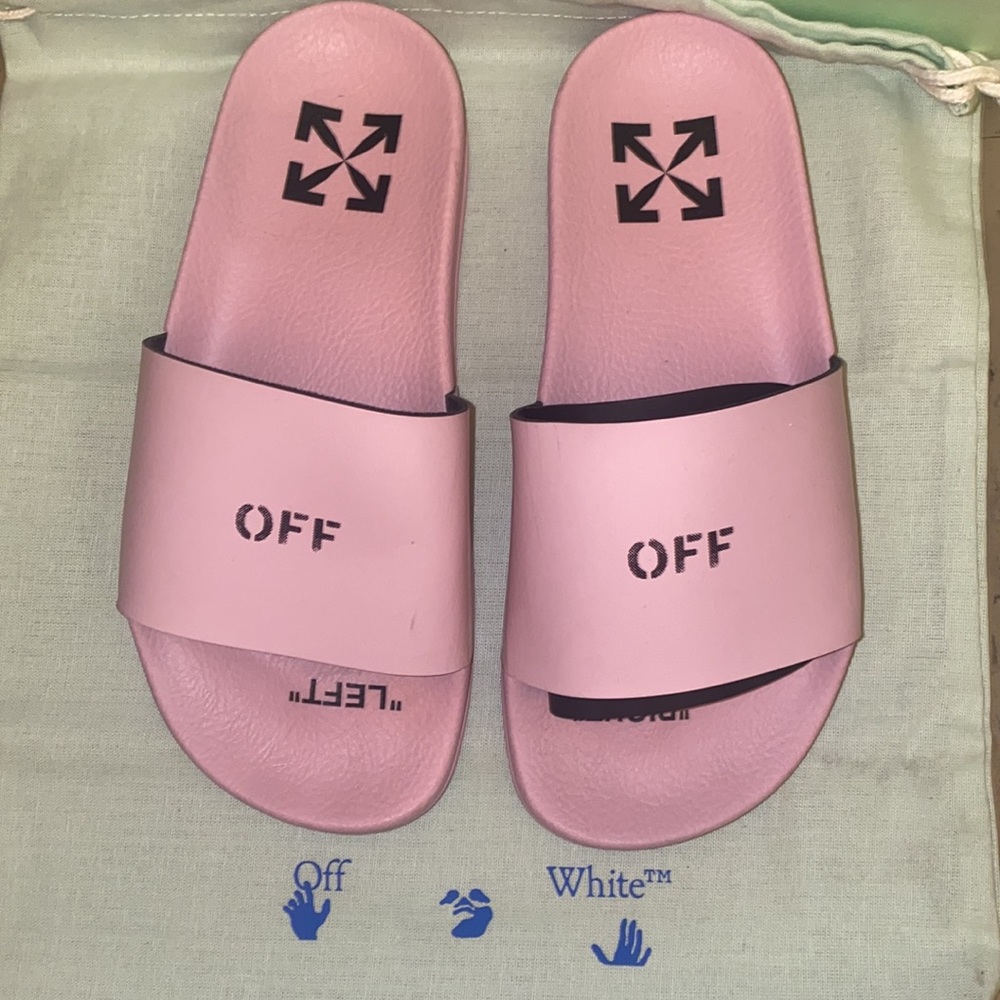 Off White Pool Slides. Sz 36/ US Women 6